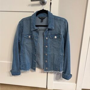 Baccini Light Wash Denim Jean Jacket with Raw Hem